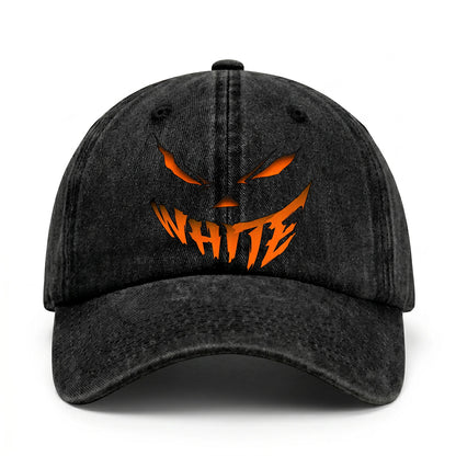 Stay Hungry Pumpkin Chasing Ghosts Funny Washed Cap WHITE 13K1 C101PF