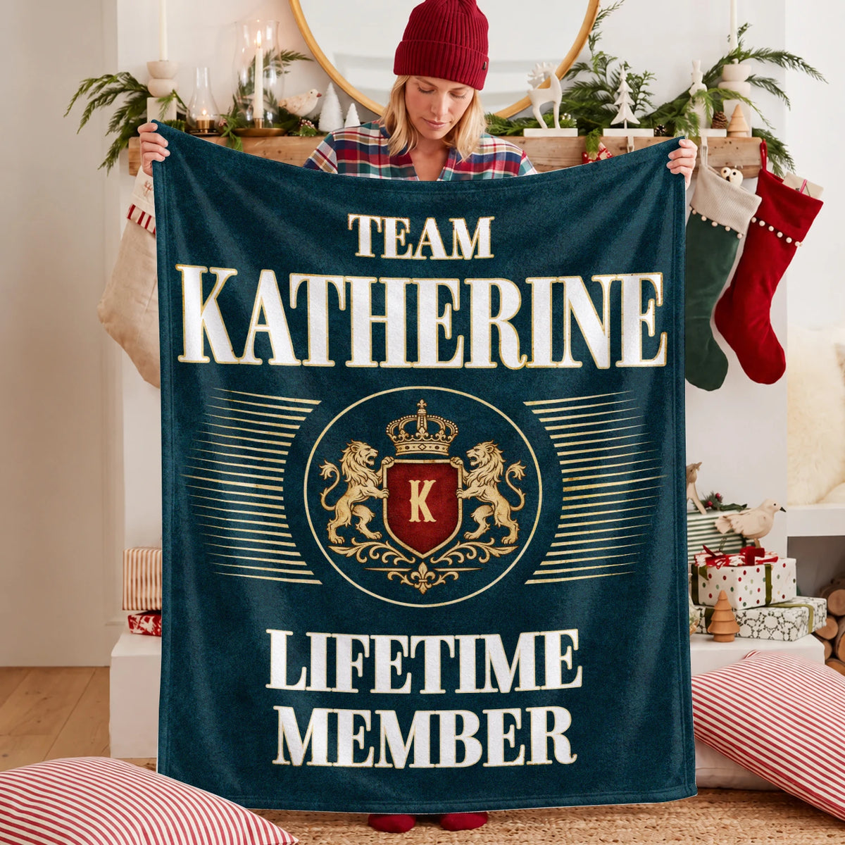 Team Your Name Lifetime Member Sage Green Fleece Blanket KATHERINE 13K1 BK42