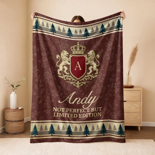 Not Perfect But Limited Edition Burgundy Pine Tree Fleece Blanket ANDY 13K1 BK41