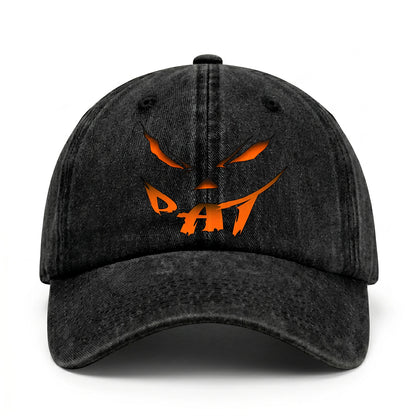 Your Name Jack O' Lantern Halloween Washed Cap PAT 13K1 C100PF