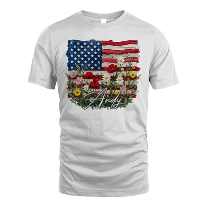 ANDY 13K1-549 Personalize Name - Design American flag and flowers