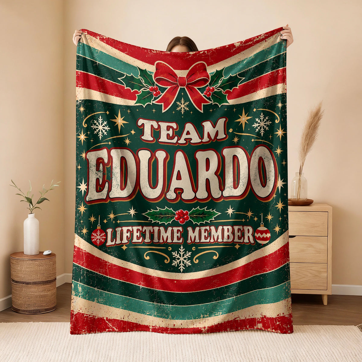 Team Your Name Lifetime Member Christmas Fleece Blanket EDUARDO 13K1 BK52