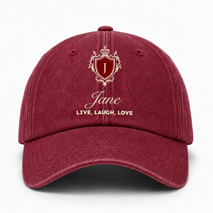 Live Laugh Love Elegant Burgundy Washed Cap JANE 13K1 C89PF