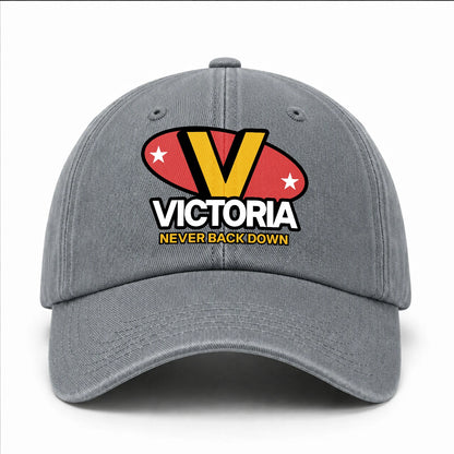 Never Back Down With Your Name And Initial Letter Washed Cap VICTORIA 13K1 C82PF
