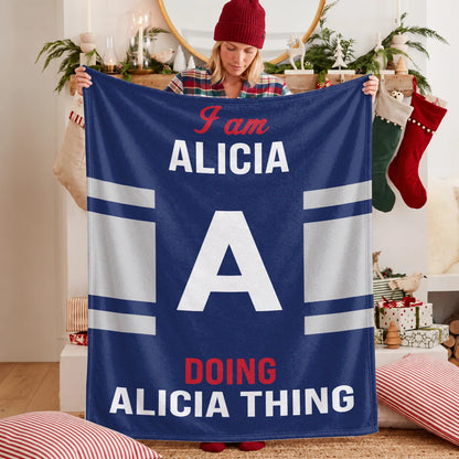 I'm Name Doing Name Things Navy Fleece Blanket ALICIA 13K1 BK51