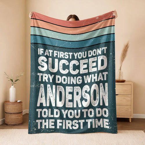 If At First You Don’t Succeed Retro Green Fleece Blanket ANDERSON 13K1 BK29