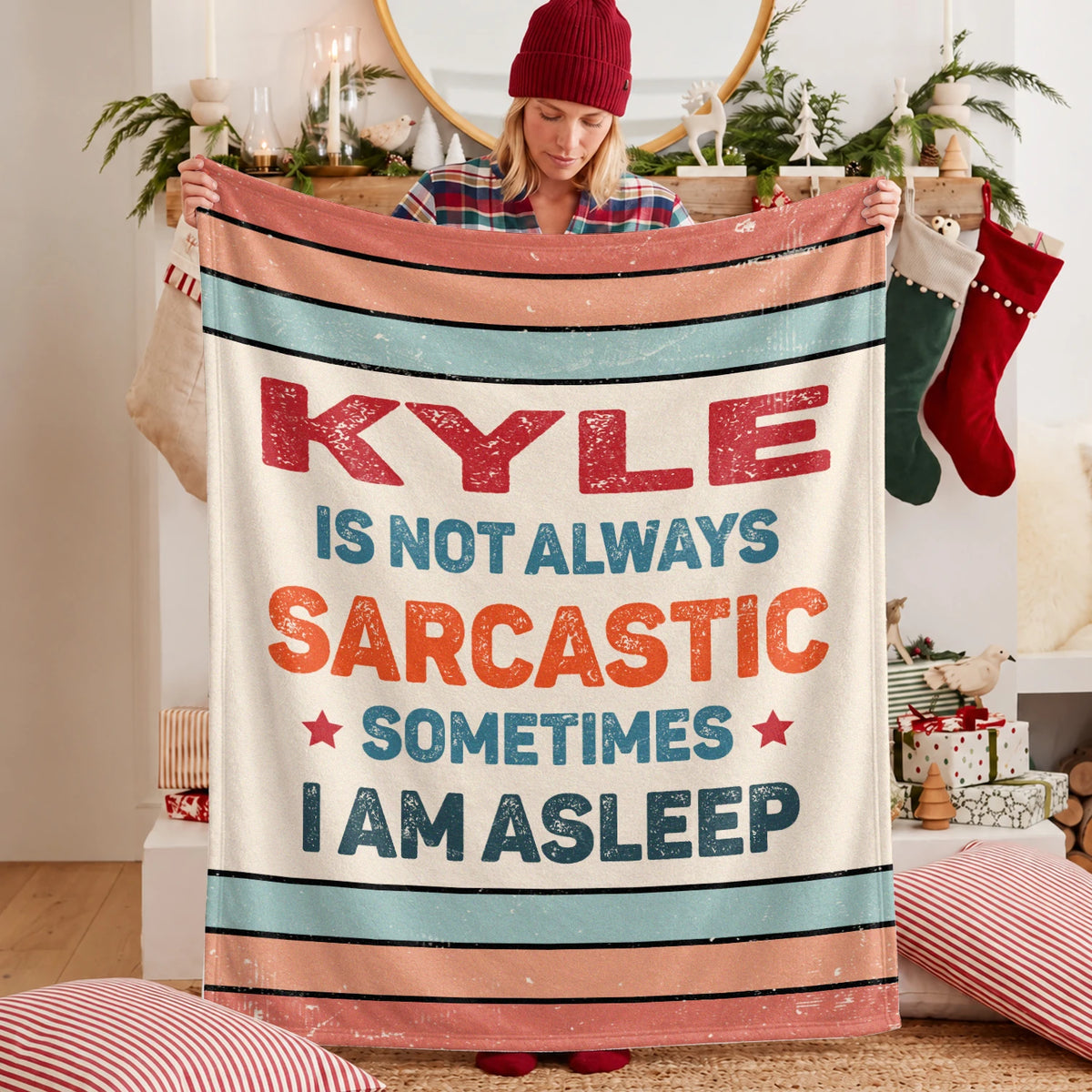Your Name Sarcastic Funny Retro Fleece Blanket KYLE 13K1 BK62