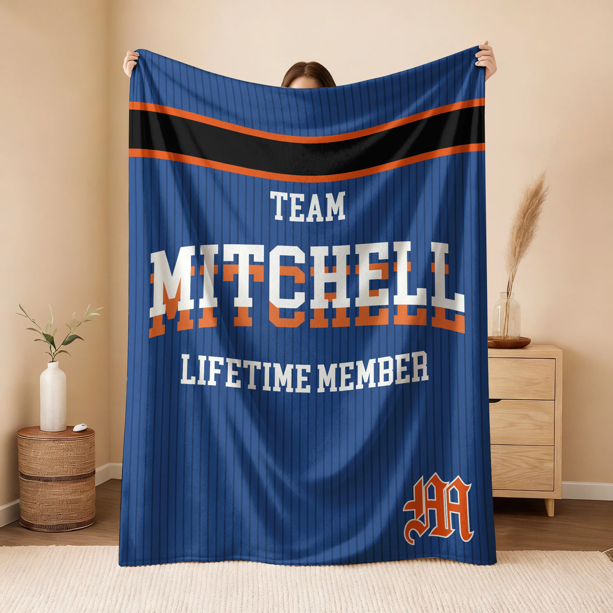 Team Your Name Lifetime Member Basketball Fleece Blanket MITCHELL 13K1 BK47