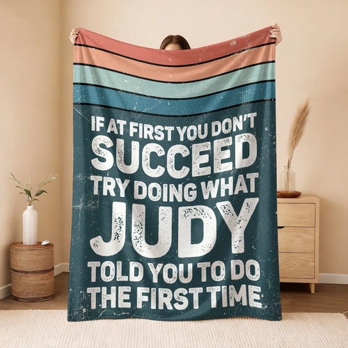 If At First You Don’t Succeed Retro Green Fleece Blanket JUDY 13K1 BK29