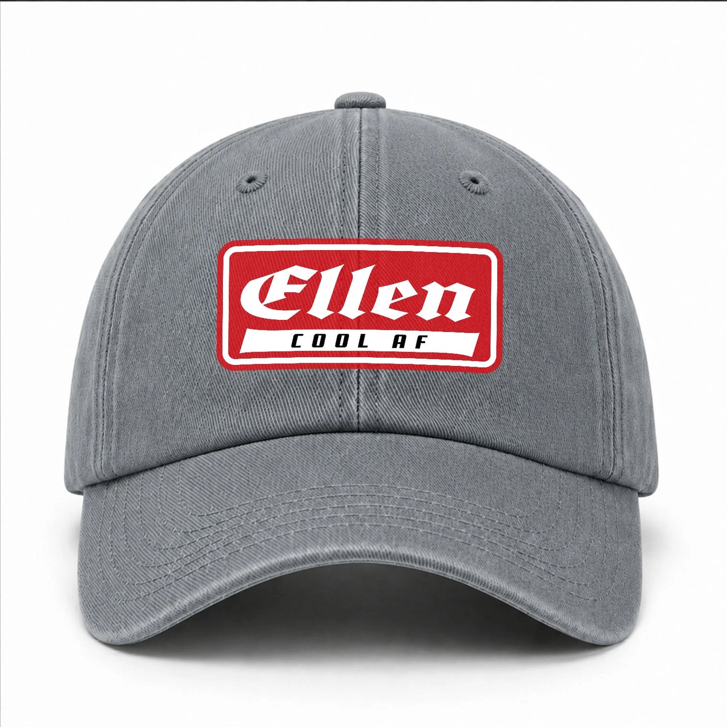 Your Name Cool Af Red Logo Funny Washed Cap ELLEN 13K1 C79PF