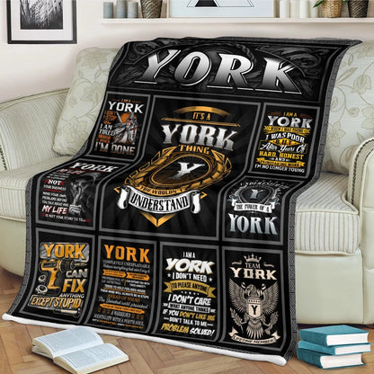 YORK Personalized Blanket | Custom Name Cozy Throw Gift 13K5-BK2