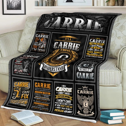 CARRIE Personalized Blanket | Custom Name Cozy Throw Gift 13K2-BK2