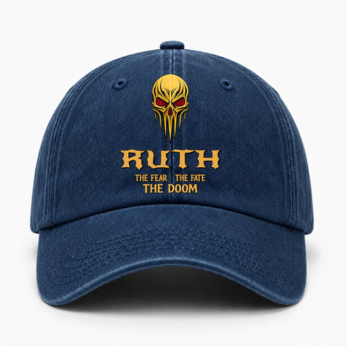 The Fear The Fate The Doom Skull Blue Washed Cap RUTH 13K1 C97PF