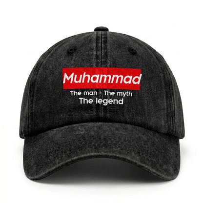 Your Name The Man The Myth The Legend Red Logo Washed Cap MUHAMMAD 13K1 C130PF