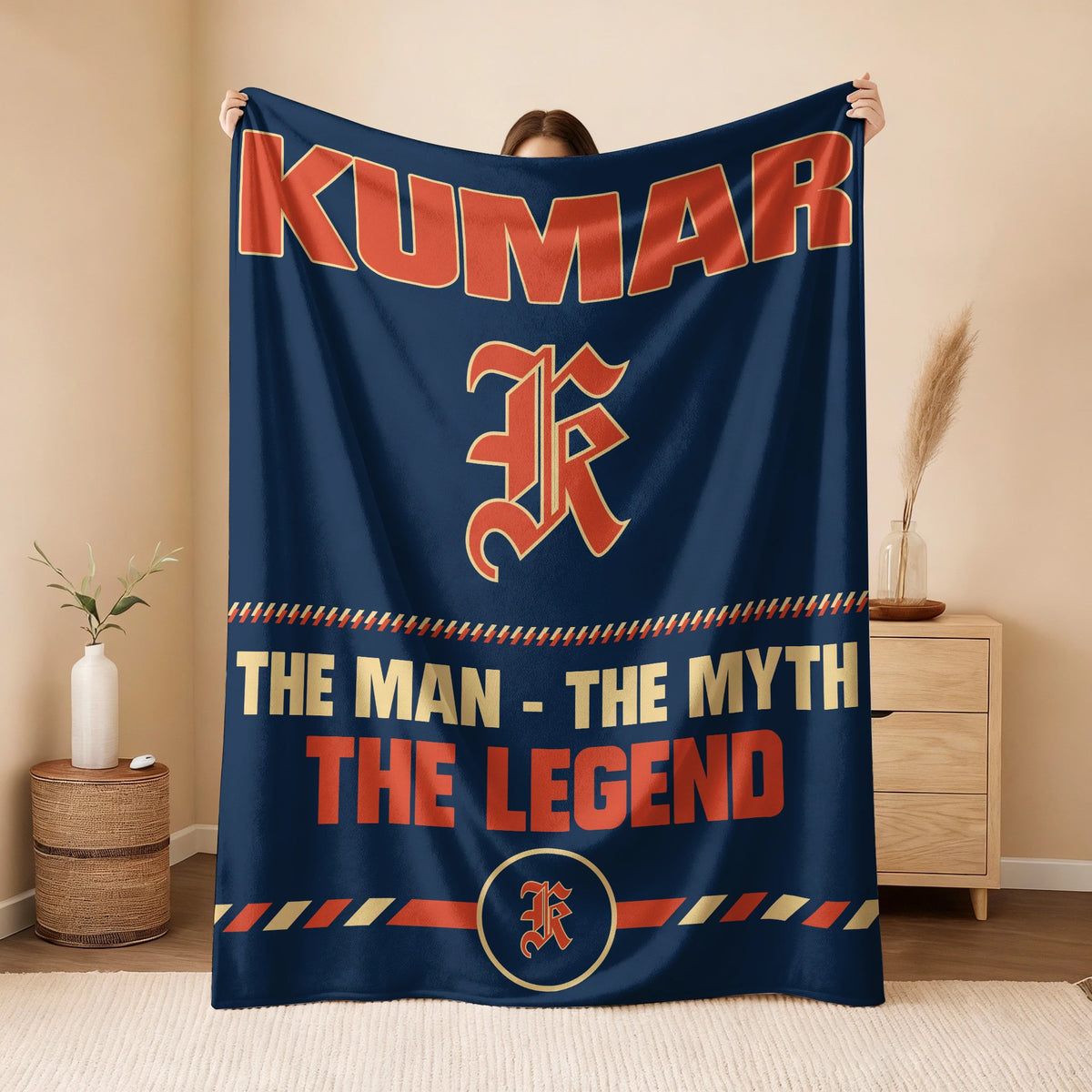 The Man The Myth The Legend Retro Fleece Blanket KUMAR 13K1 BK53