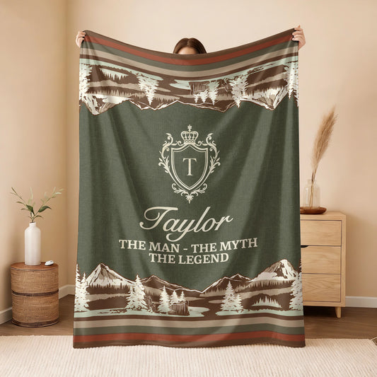 The Man The Myth The Legend Deer In Forest Brown Fleece Blanket TAYLOR 13K1 BK10