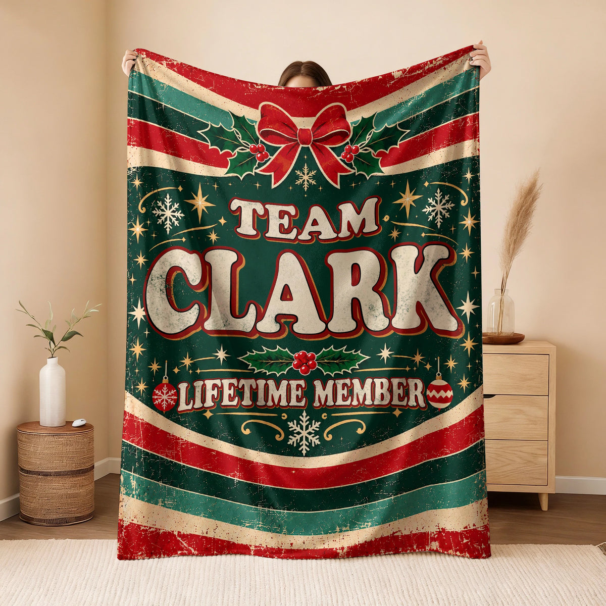 Team Your Name Lifetime Member Christmas Fleece Blanket CLARK 13K1 BK52