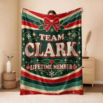 Team Your Name Lifetime Member Christmas Fleece Blanket CLARK 13K1 BK52