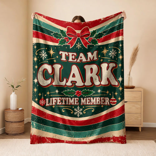 Team Your Name Lifetime Member Christmas Fleece Blanket CLARK 13K1 BK52