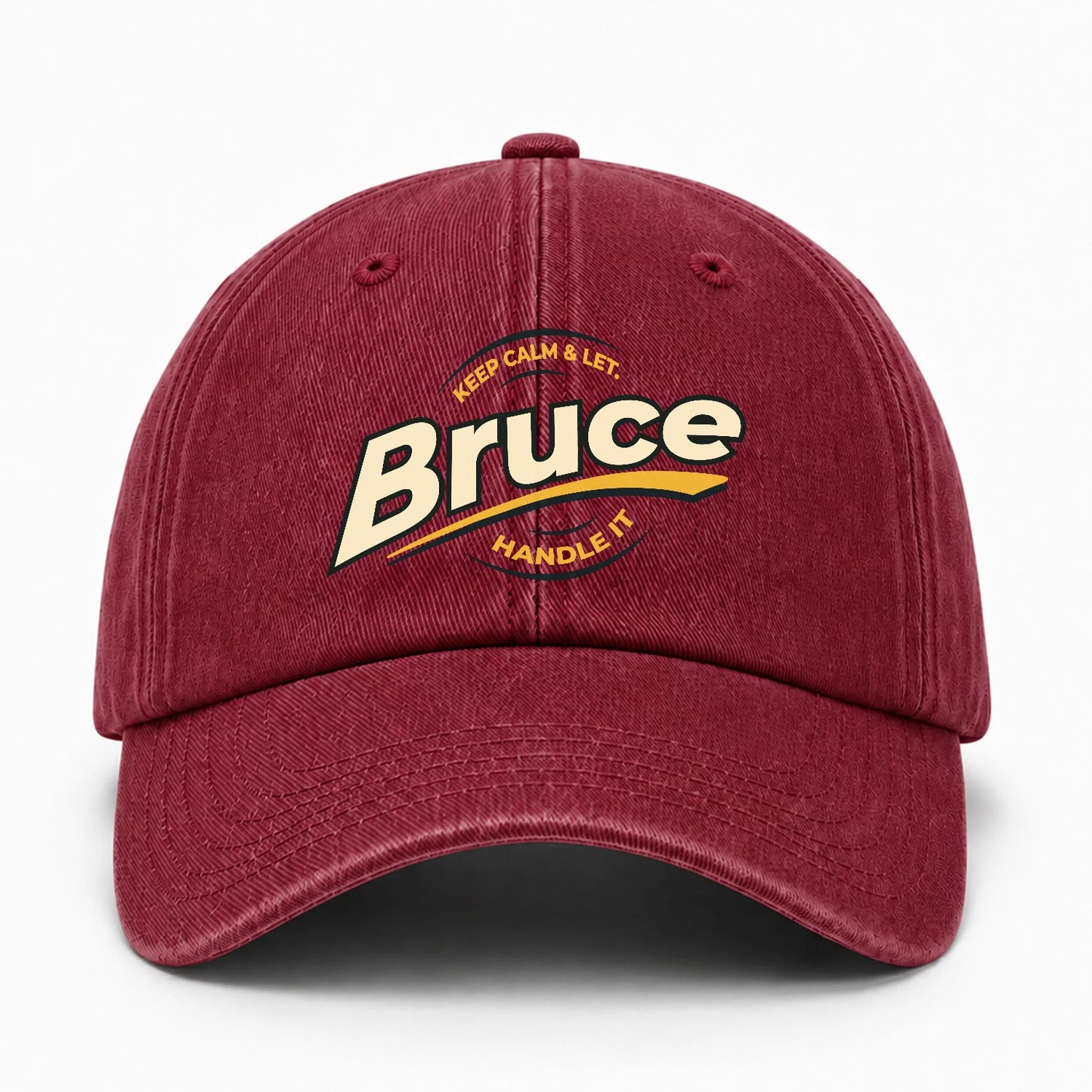 Keep Calm & Let Your Name Handle It Burgundy Washed Cap BRUCE 13K1 C105PF