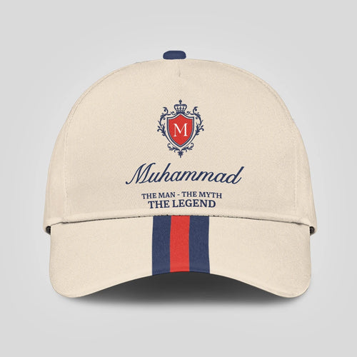 The Man The Myth The Legend Blue And Red Striped Cap MUHAMMAD 13K1 C117PF