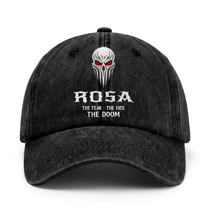 Your Name The Fear The Fate The Doom Skull Washed Cap ROSA 13K1 C98PF