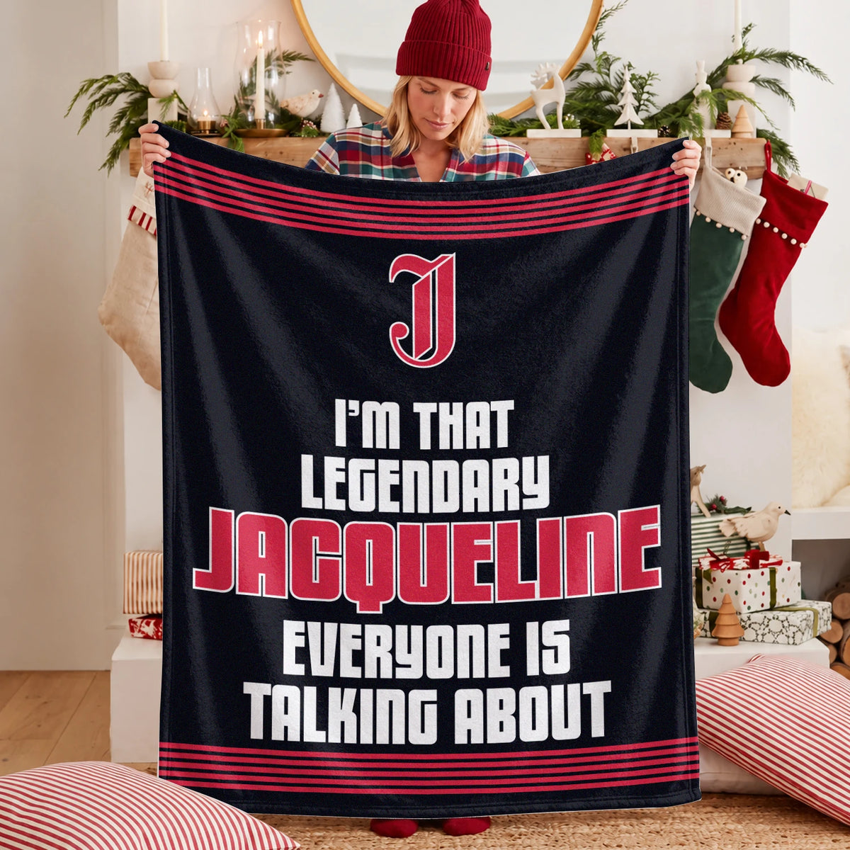 I'm That Legendary Name Dark Red Fleece Blanket JACQUELINE 13K1 BK48