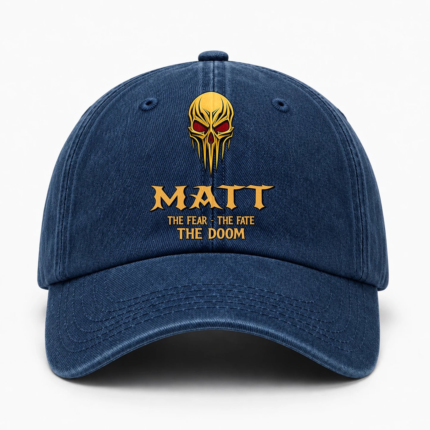 The Fear The Fate The Doom Skull Blue Washed Cap MATT 13K1 C97PF
