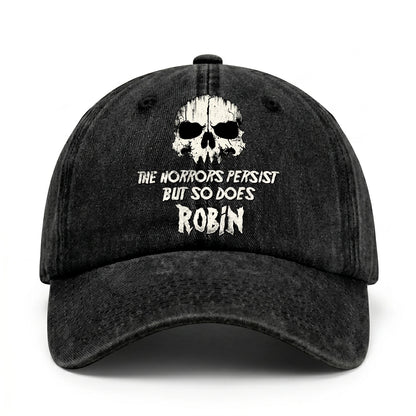 The Horrors Persist But So Does Your Name Cool Skull Washed Cap ROBIN 13K1 C134PF