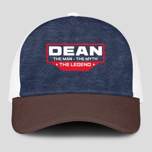 The Man The Myth The Legend Navy Brown And White Mesh Cap DEAN 13K1 C200PF