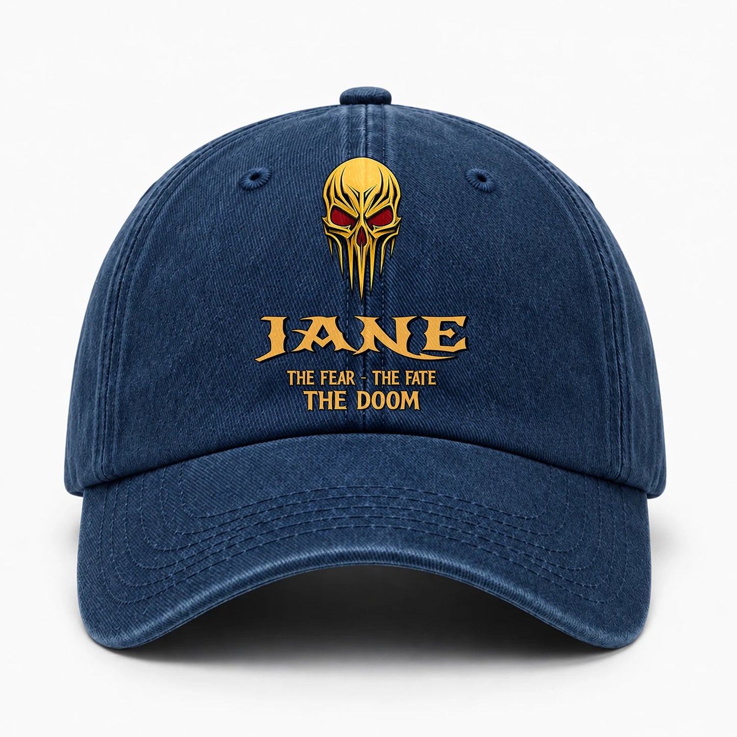The Fear The Fate The Doom Skull Blue Washed Cap JANE 13K1 C97PF