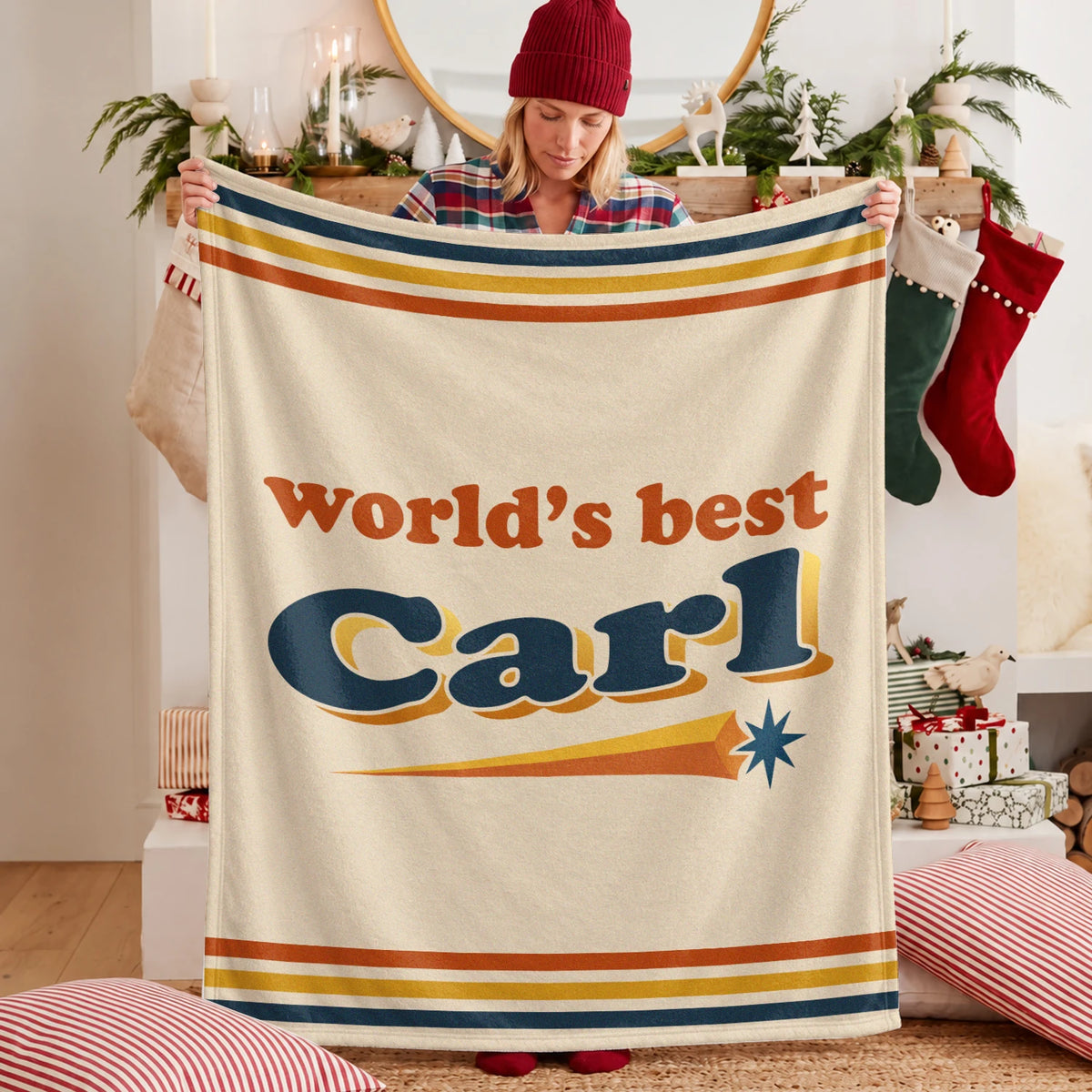 World's Best Your Name Retro Fleece Blanket CARL 13K1 BK64