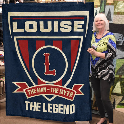 The Man The Myth The Legend Blue Burgundy Baseball Blanket LOUISE 13K1 BK18