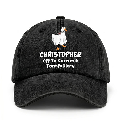 Off To Commit Tomfoolery Funny Goose Washed Cap CHRISTOPHER 13K1 C131PF