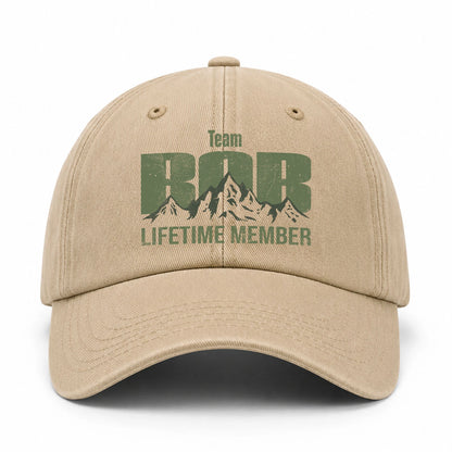 Team Your Name Lifetime Member Mountain Cap BOB 13K1 C58PF
