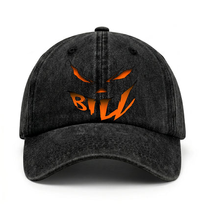 Your Name Jack O' Lantern Halloween Washed Cap BILL 13K1 C100PF