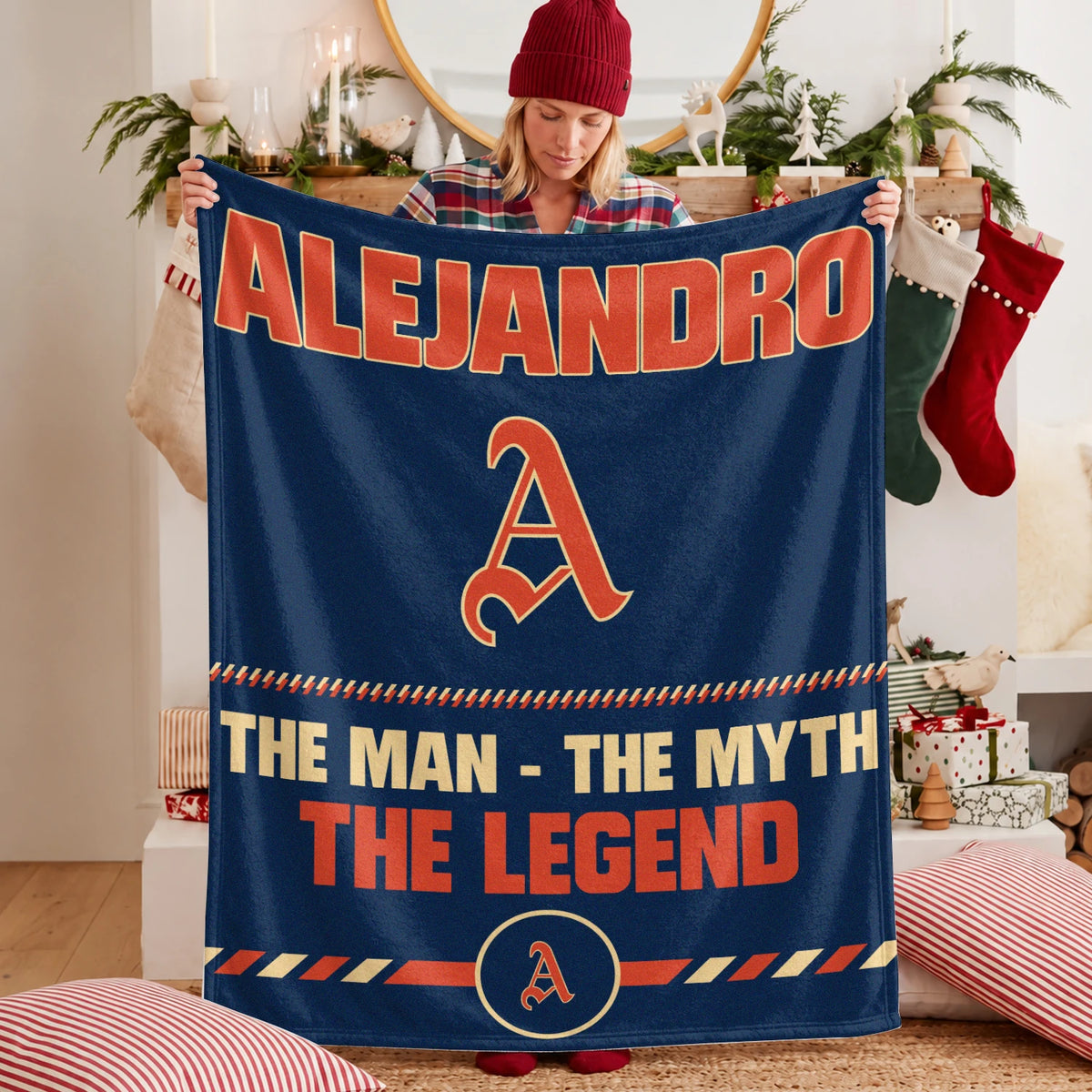 The Man The Myth The Legend Retro Fleece Blanket ALEJANDRO 13K1 BK53