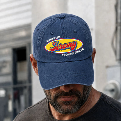 Certified Your Name Trouble Maker Washed Cap JEREMY 13K1 C73PF