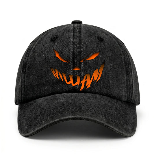 Your Name Jack O' Lantern Halloween Washed Cap WILLIAM 13K1 C100PF