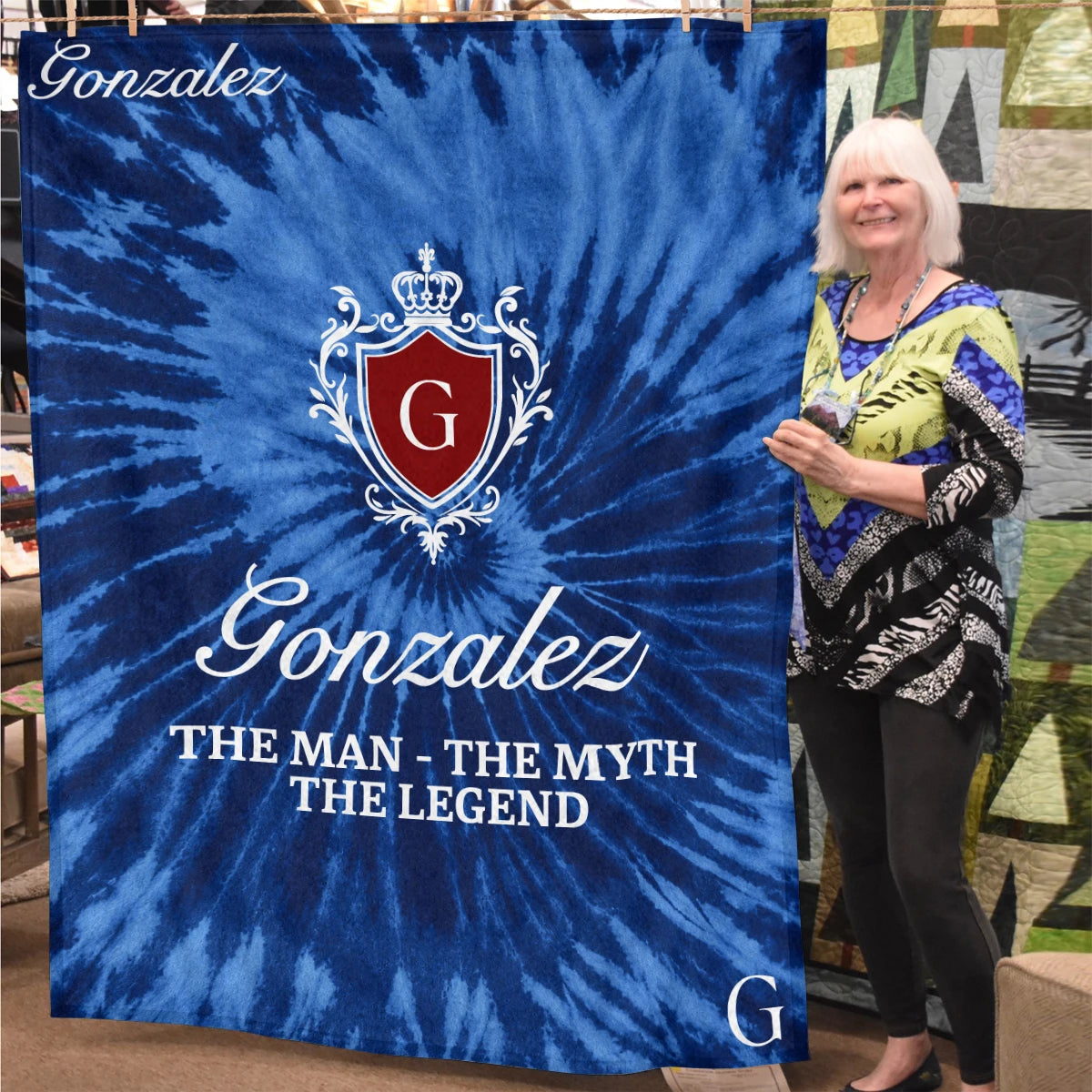 The Man The Myth The Legend Blue Waves Fleece Blanket GONZALEZ 13K1 BK11