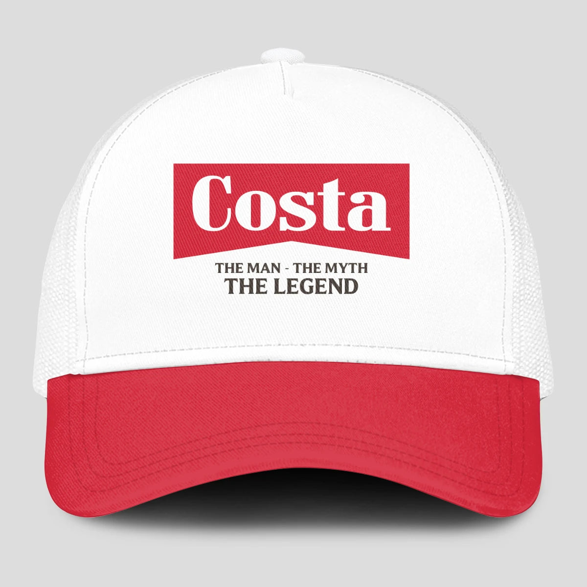 The Man The Myth The Legend Red And White Mesh Cap COSTA 13K1 C197PF