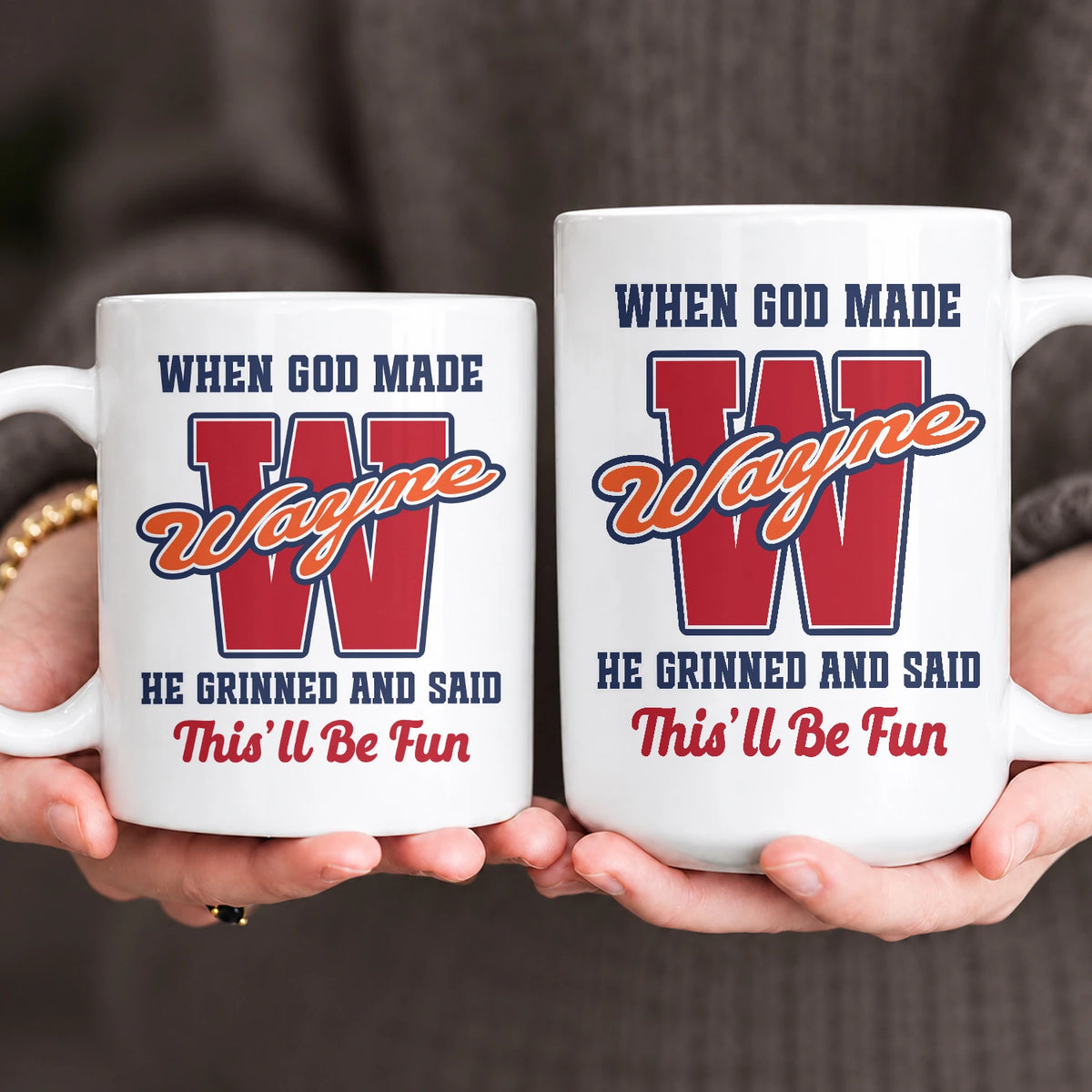 When God Made Your Name Personalized Baseball Mug WAYNE 13K1 MG07