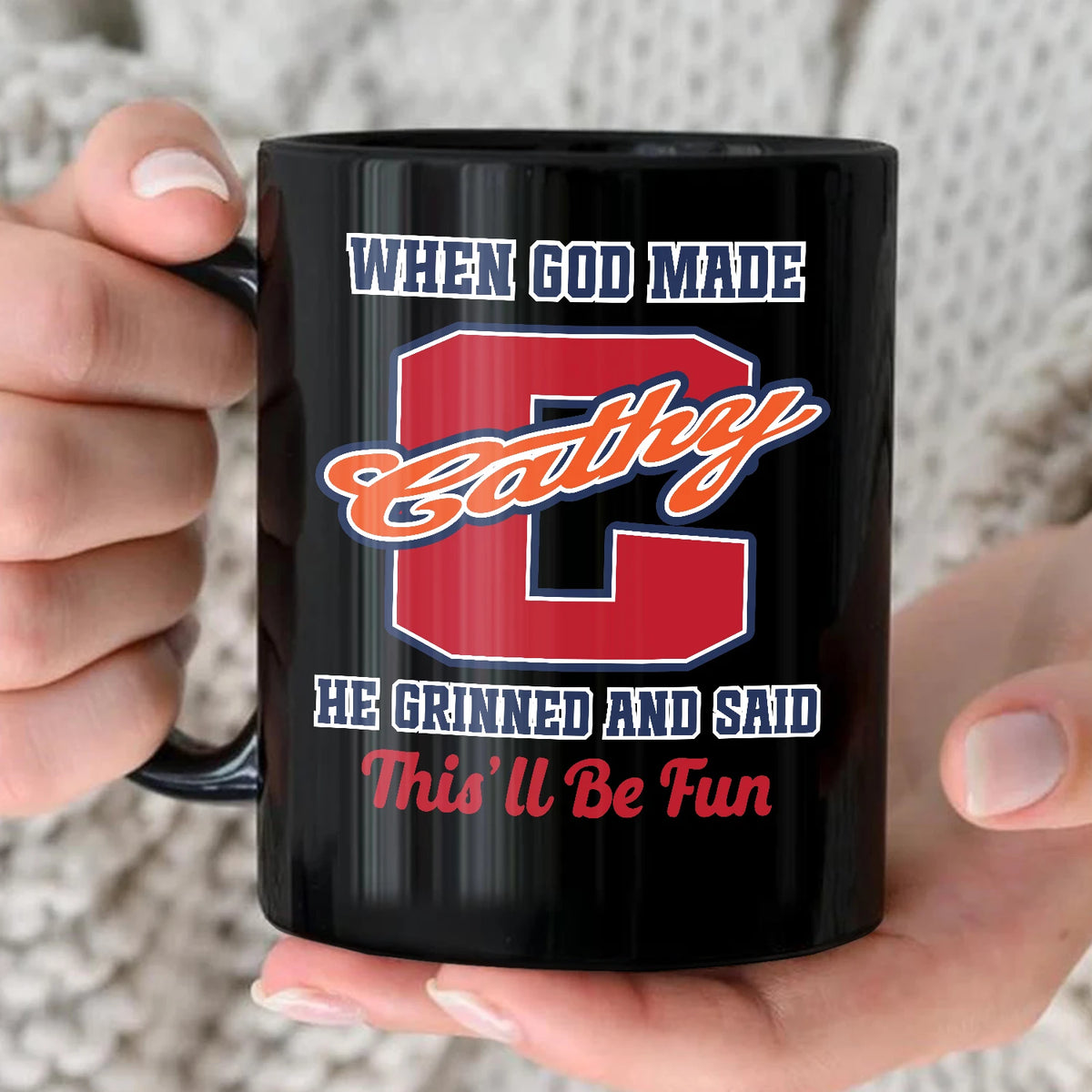 When God Made Your Name Personalized Baseball Mug CATHY 13K1 MG07