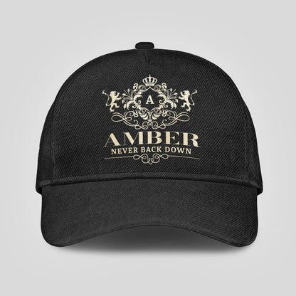 Never Back Down Royal Style Black Cap AMBER 13K1 C179PF