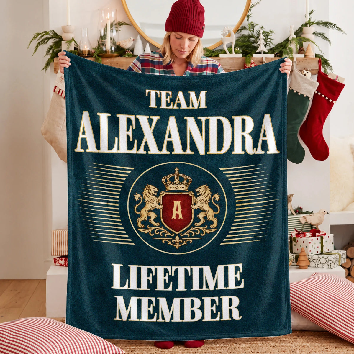 Team Your Name Lifetime Member Sage Green Fleece Blanket ALEXANDRA 13K1 BK42