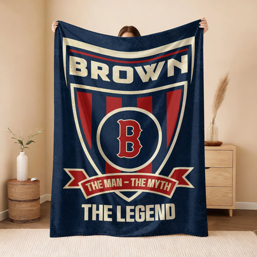 The Man The Myth The Legend Blue Burgundy Baseball Blanket BROWN 13K1 BK18