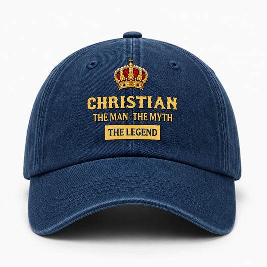 The Man The Myth The Legend King Crown Washed Cap CHRISTIAN 13K1 C146PF