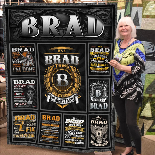 BRAD Personalized Blanket | Custom Name Cozy Throw Gift 13K1-BK2