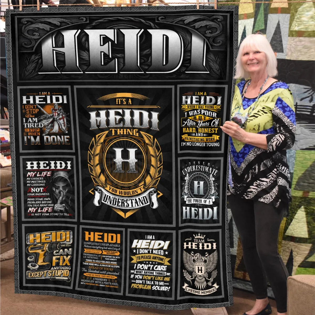 HEIDI Personalized Blanket | Custom Name Cozy Throw Gift 13K2-BK2