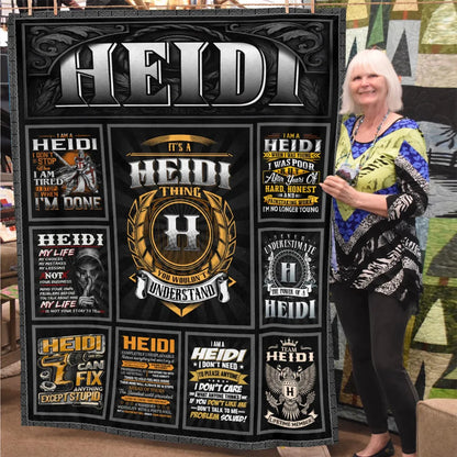 HEIDI Personalized Blanket | Custom Name Cozy Throw Gift 13K2-BK2